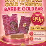 1g 24ct Gold 1st Edition Barbie PAMP Gold Bar