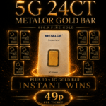 Win a 5g 24ct Metalor Gold Bar plus 10 x 1g 24ct Gold Bar instant wins