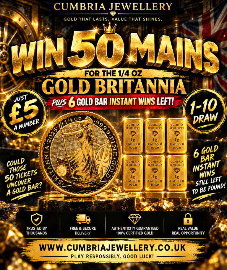 Win 50 mains for the 1/4 oz Gold Britannia competition with 6 gold bar instant wins left to be found.