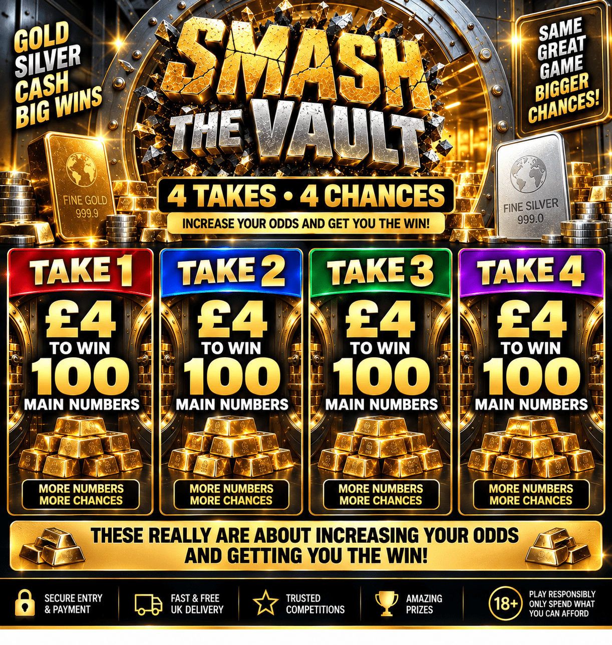 Win 100 Mains on Smash the vault Take 4