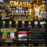 Smash The Vault 39p competition with 374 gold, silver and cash instant wins