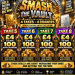 Smash The Vault Take 5, Take 6, Take 7 and Take 8 – £4 to win 100 main numbers with Cumbria Jewellery Cash Competitions