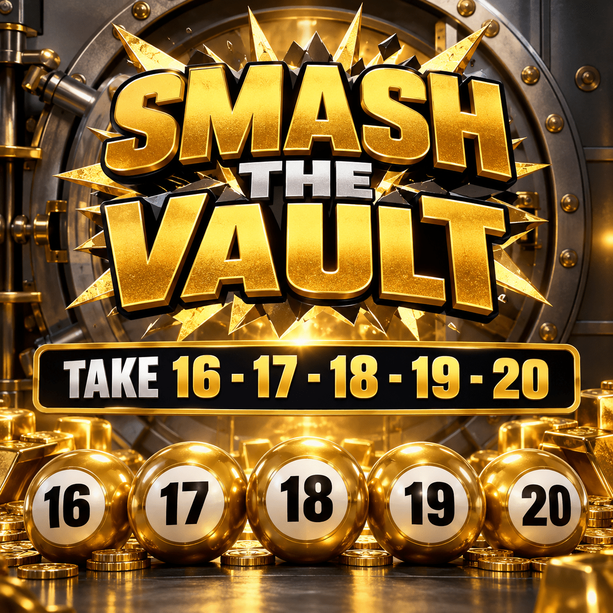 Win 100 Mains on Smash the vault Take 25